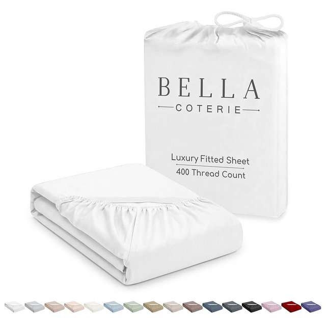 Bella Coterie Luxury Bamboo Viscose King Size Fitted Sheet Only | 100% Organically Grown | Ultra Soft | Cooling for Hot Sleepers | 18" Deep Pocket [White]