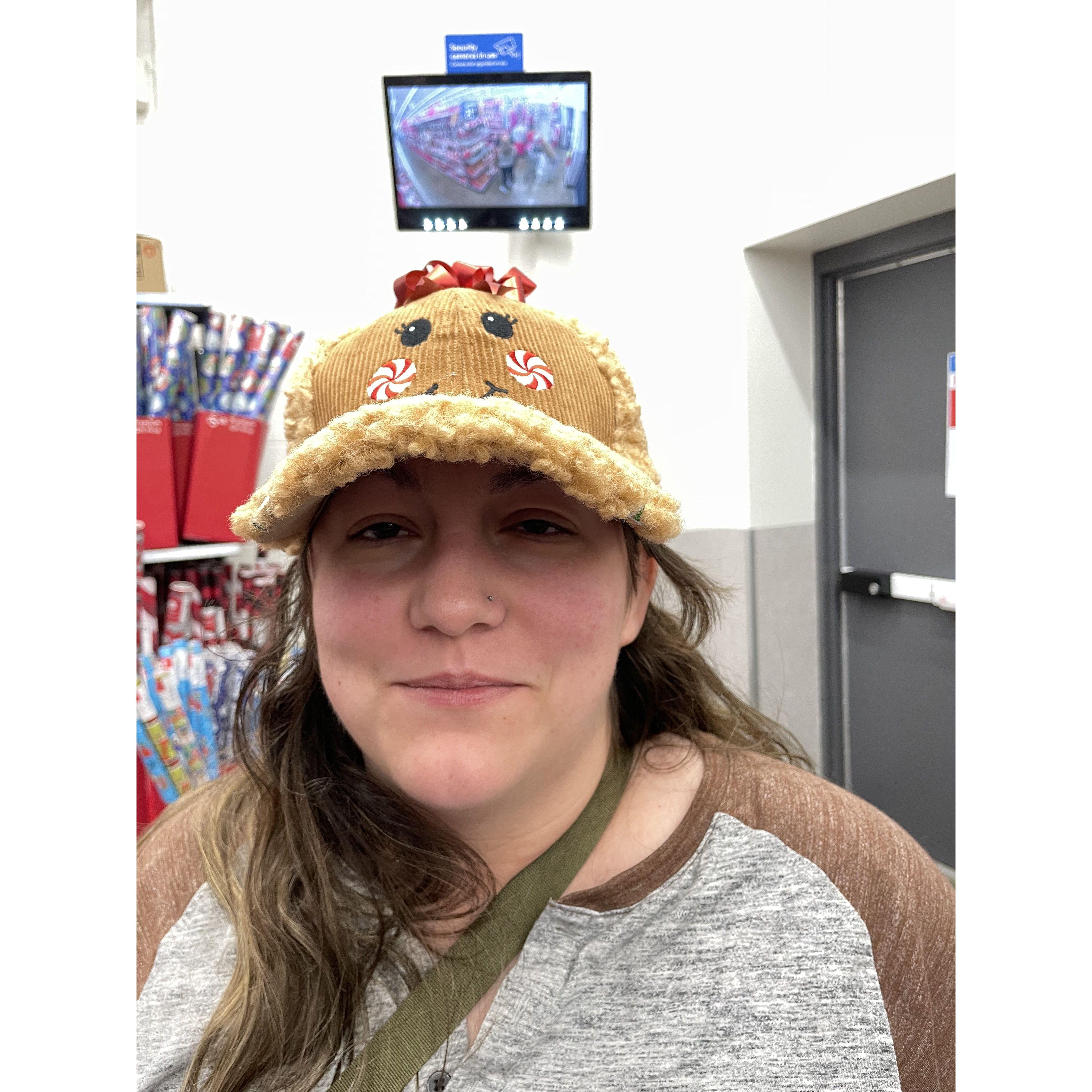 I made Carissa put on this perfect Christmas hat while we were shopping for Christmas ornaments for our first tree. -Kelly