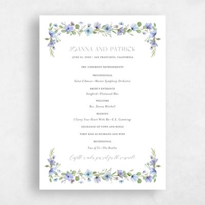 Multi-Colored Wedding Program - Liana