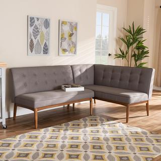 Arvid Mid-Century Modern Upholstered 2-Piece Dining Corner Bench Set
