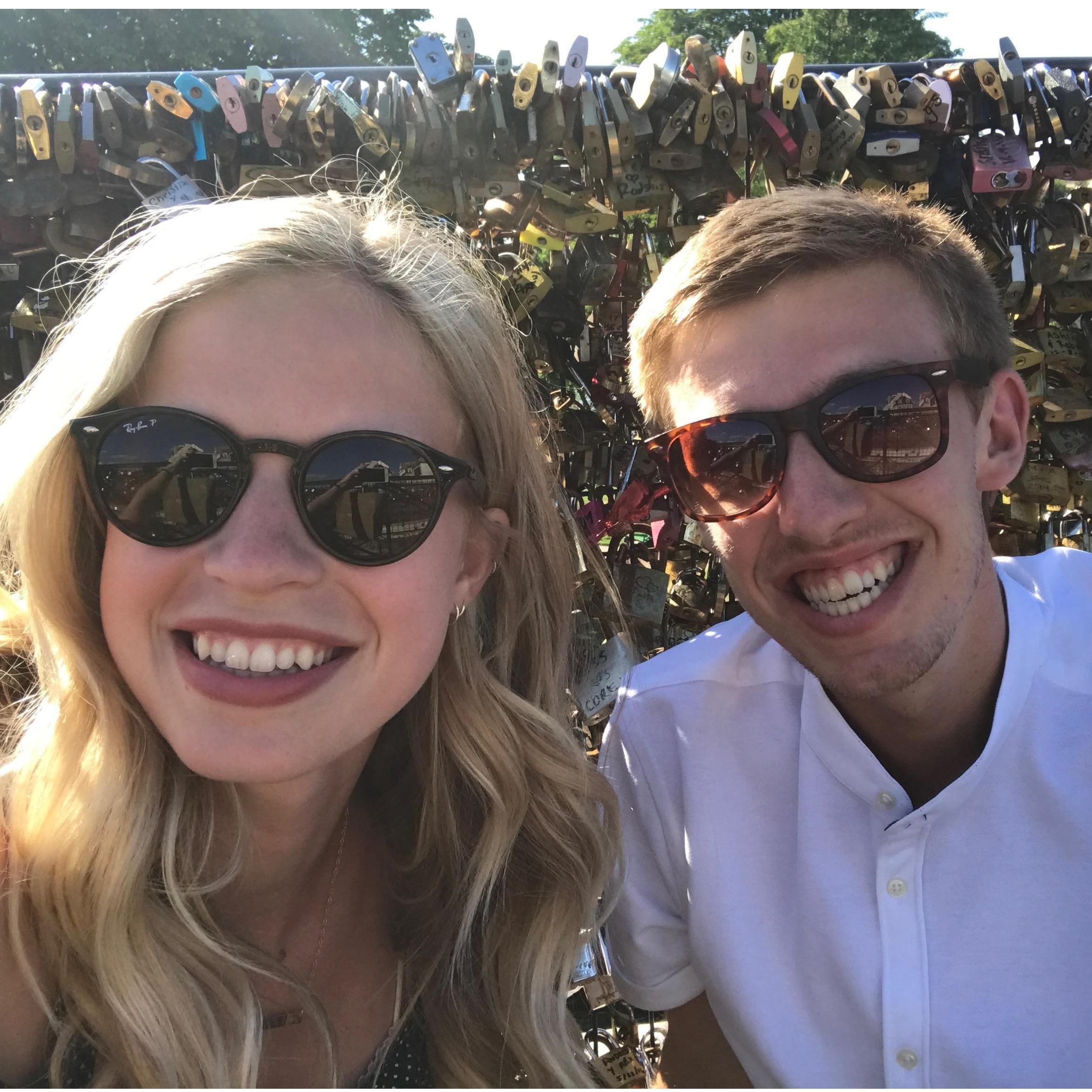 Selfie with our lock, Paris Lock Bridge, 2017
