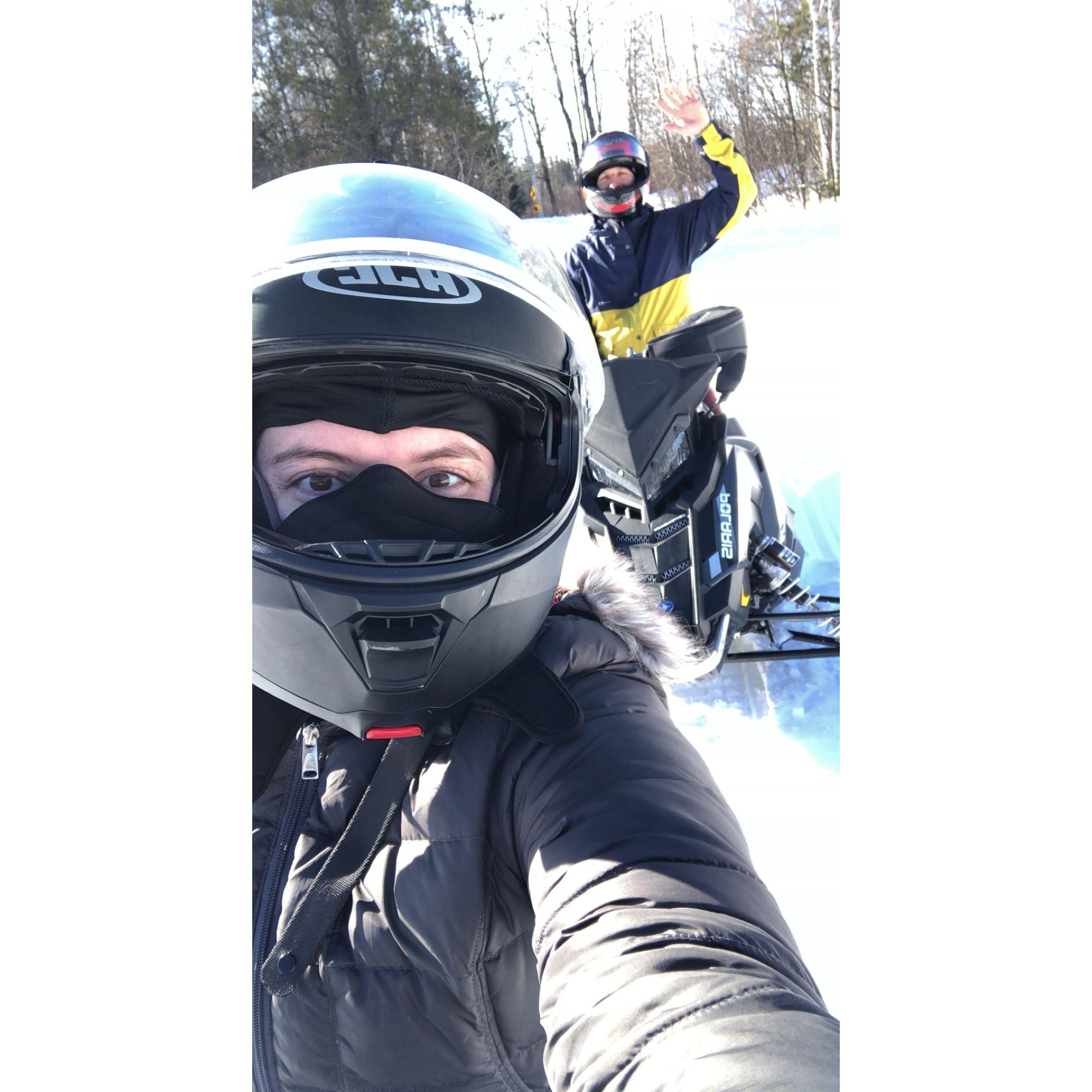 Snowmobiling at the cabin!