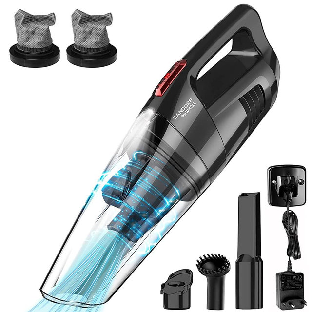 Handheld Vacuum Cordless Whall, Hand Vacuum Cordless 8500PA Suction, Car Hand Held Vacuum with LED Light, Portable Vacuum, Dry/Wet Handheld Vacuum Cleaner, Hand Vacuum Cordless Rechargeable