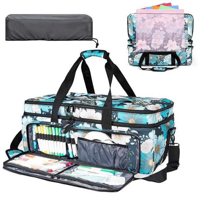 AMOIGEE Carrying Case for Cricut Maker 3, Maker 4, Explore Air 2, Explore 3, Explore 4, Double-Layer Carry Bag with Dust Cover, Storage Organizer for Cricut Accessories and Tools.