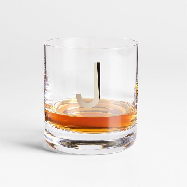 "J" Monogrammed Double Old-Fashioned Glass