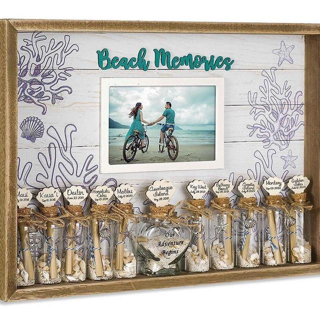 SAILINGSTORY Honeymoon Sand Jar Keepsake Display Shadow Box Coastal Beach Decor Message in a Bottle Sand Ceremony Kit for Wedding