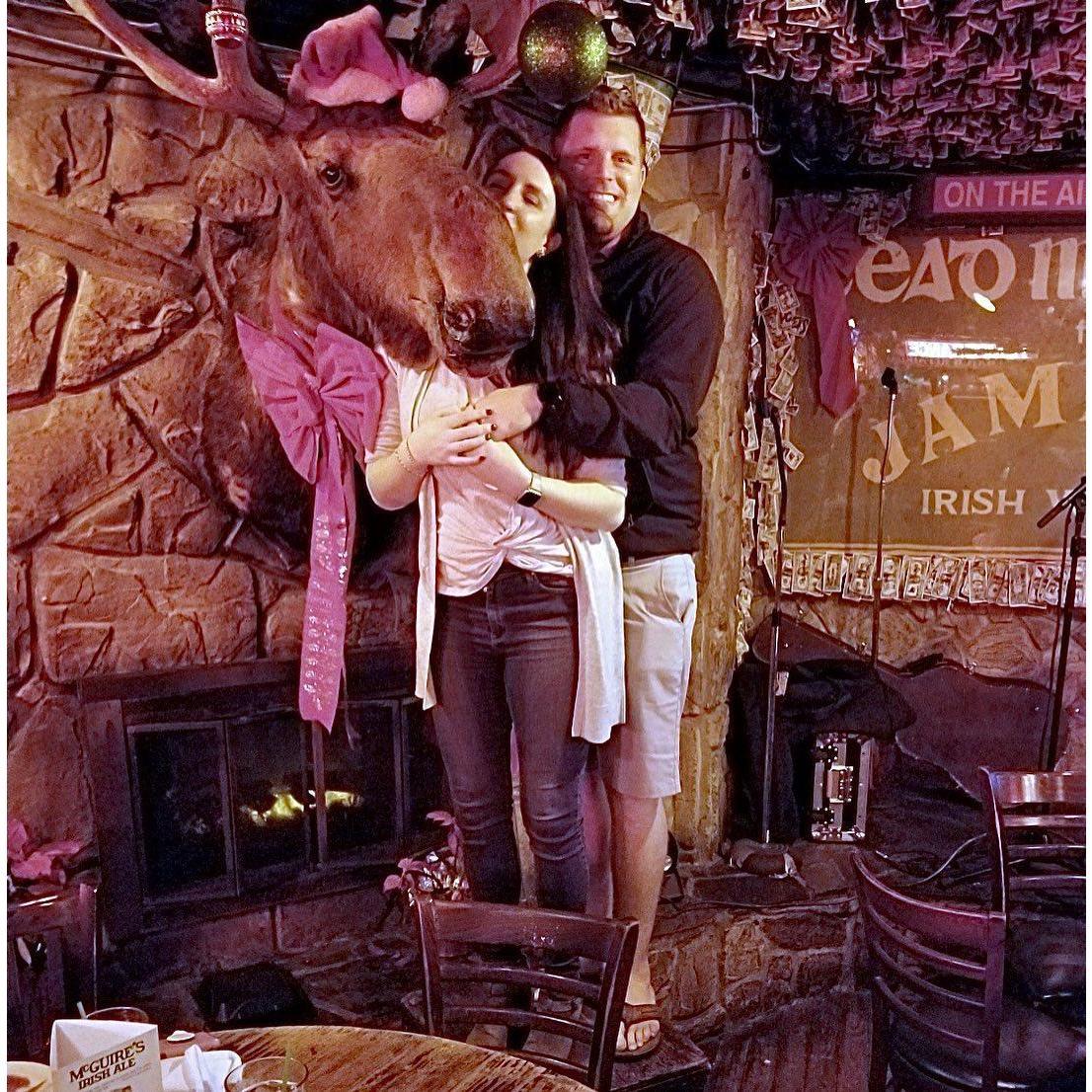 Kissing the moose at McGuire's