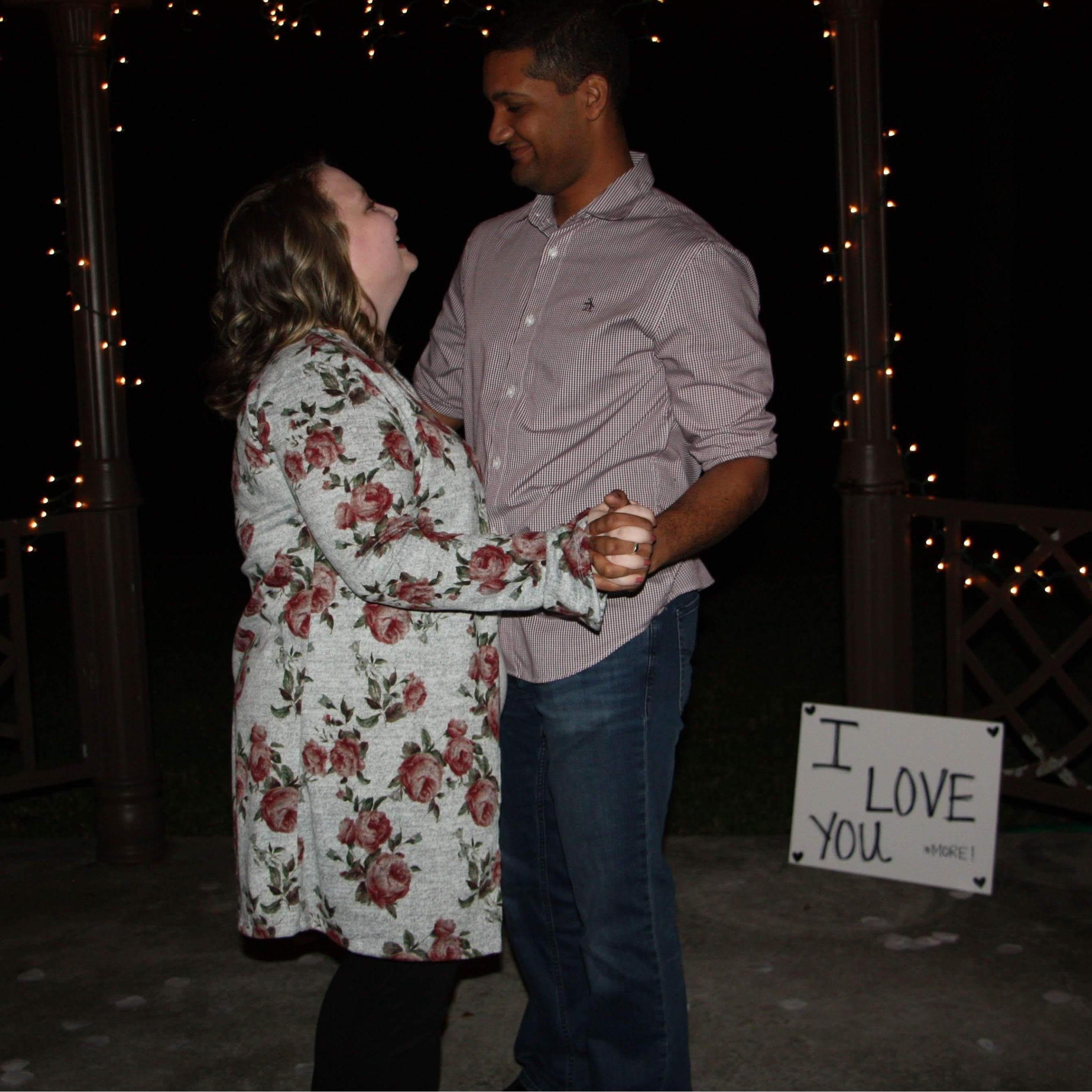 Us dancing to Angel by Casting Crowns, right before the big proposal!