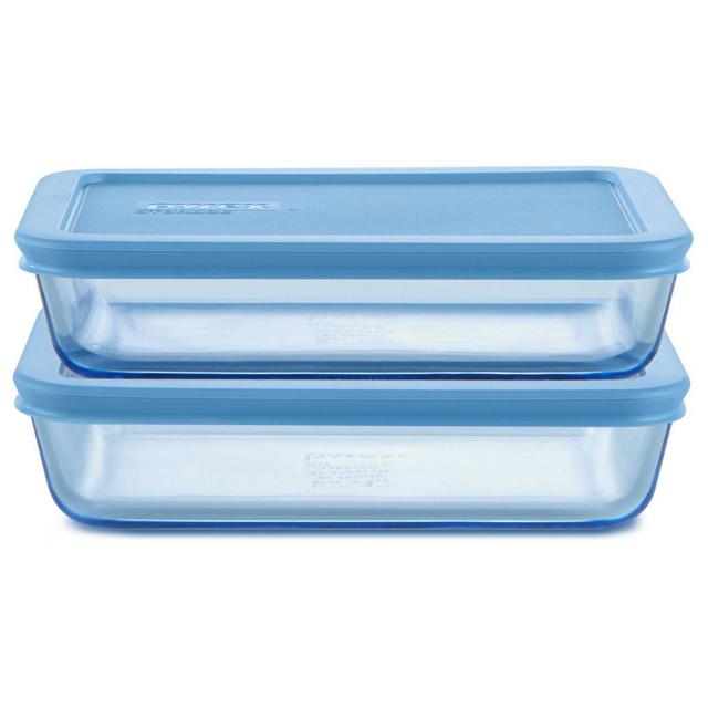 Pyrex® Simply Store® Tint 4pc Lidded Rectangle Storage Set Blue