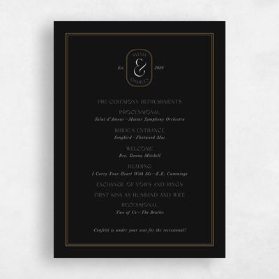 Black Wedding Program - Bayeux