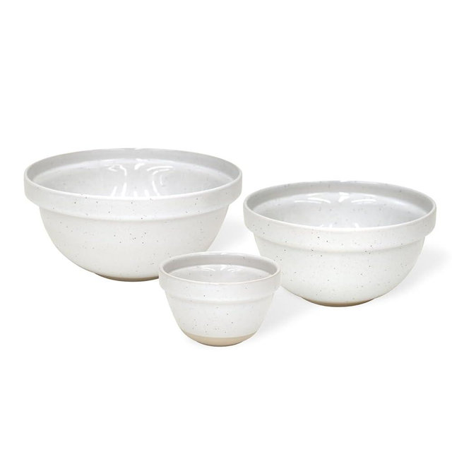 Casafina Ceramic Stoneware Set of 3 Mixing Bowls - Fattoria Collection, White | Microwave & Dishwasher Safe Bakeware | Food Safe Glazing | Restaurant Quality Serveware