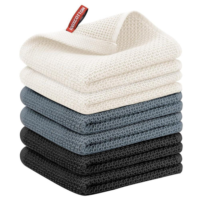 Nialnant 6 Pack Kitchen Hand Towels,100% Cotton Dish Towels for Kitchen,Extra Soft & Absorbent Dish Cloths for Washing Dishes,Cleaning Rags