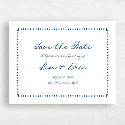 Cobalt, White Wedding Save the Date - Jemima Landscape