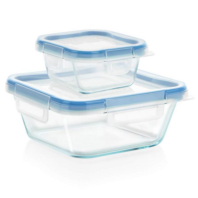 Snapware Total Solution Glass Food Storage Set (4-Piece, BPA Free Plastic Lids, Meal Prep, Leak-Proof)