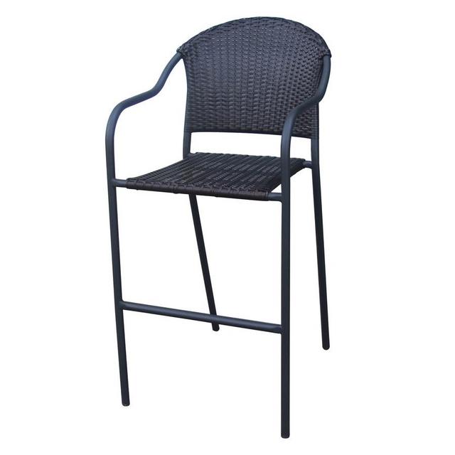Garden Treasures Pelham Bay Brown Wicker Stackable Barrel Patio Bar Stool Chair