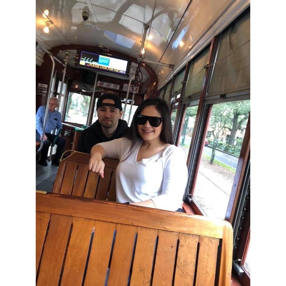 Riding the street cars in New Orleans.