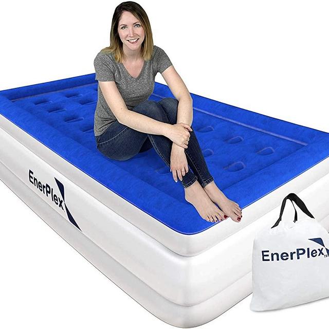 EnerPlex Never-Leak Twin Air Mattress with Built in Pump Raised Luxury Twin Airbed Double High Twin Inflatable Bed Blow Up Bed with 2-Year Warranty Manufacturer