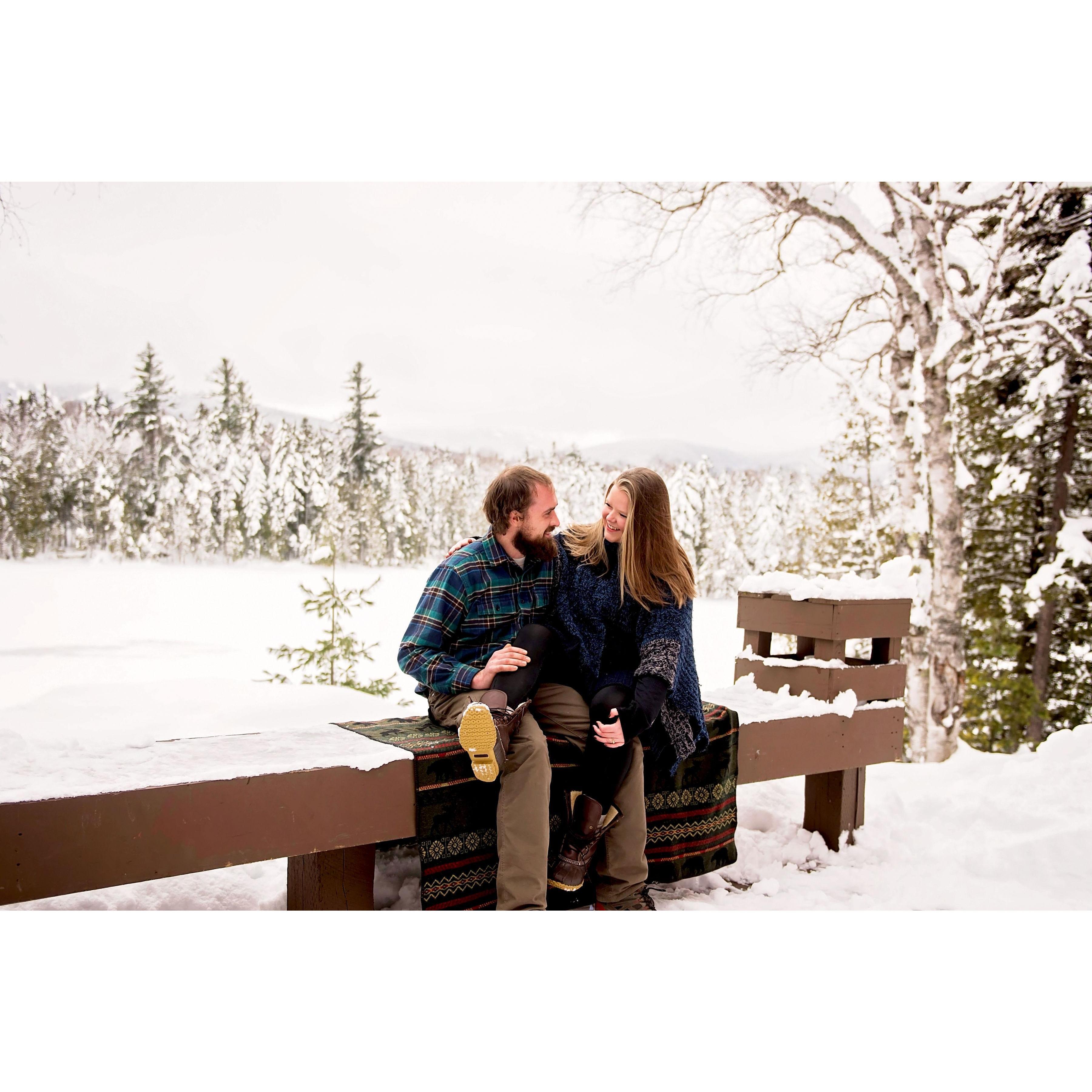 Engagement photos taken at the Outdoor Center, where our reception will be held.