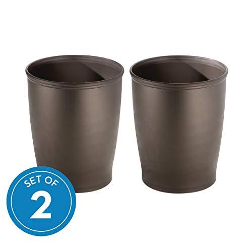 iDesign Kent Plastic Wastebasket Small Round Plastic Trash Can for Bathroom, Bedroom, Dorm, College, Office , Set of 2, Bronze