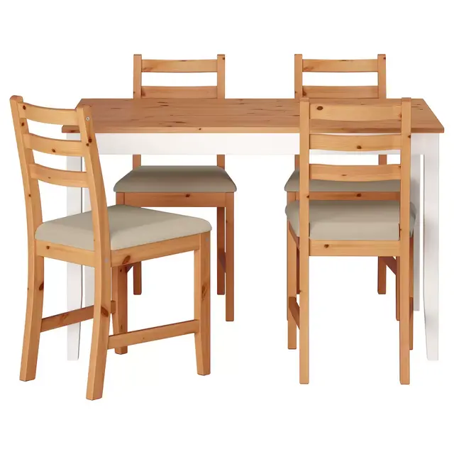 LERHAMN Table and 4 chairs, light antique stain white stain/Vittaryd beige46 1/2x29 1/8 "