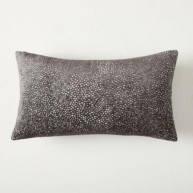 Dotted Chenille Jacquard Pillow Cover, Slate, 12x21, Set of 2