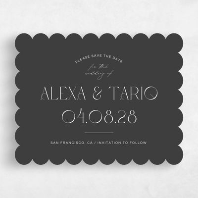 Grey Scalloped Wedding Save the Date - Nash Landscape