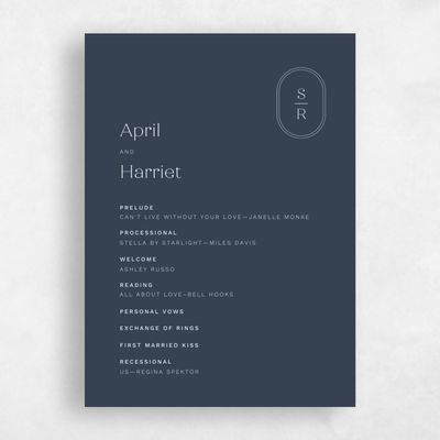 Grayed Navy, Blue Wedding Program - Bridgetown