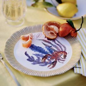 Nathalie Lete By the Sea Melamine Dinner Plate (Yellow Lobster)