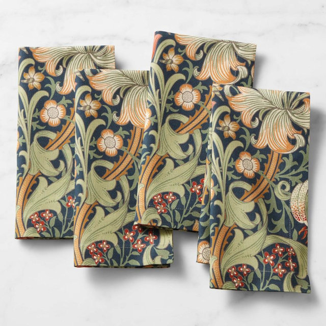 Williams Sonoma x Morris & Co. Golden Lilly Napkins, Set of 4, Coral