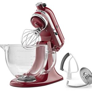 KitchenAid KSM105GBCER 5-Qt. Tilt-Head Stand Mixer with Glass Bowl and Flex Edge Beater - Empire Red