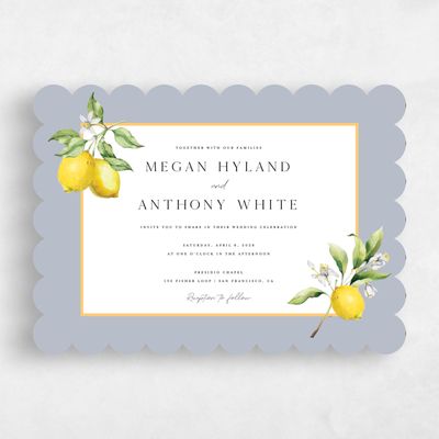 Grey Scalloped Wedding Invitation - Praga Landscape