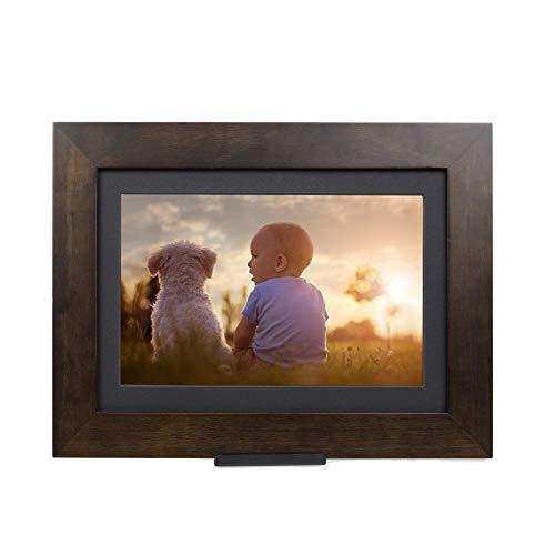 PhotoShare Friends and Family Smart Frame Digital Photo Frame, Send Pics from Phone to Frame, WiFi, 8 GB, Holds Over 5,000 Photos, HD, 1080P, iOS, Android (8", Espresso)