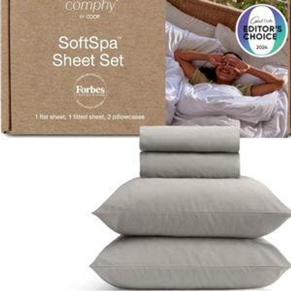 Coop Home Goods Comphy SoftSpa Bed Sheet Set of 4 Pieces, Dove Grey Queen, Super Soft Queen Sheets, Flat and Fitted, Luxury Spa and Hotel Quality Bed Sheets and Pillowcase Set