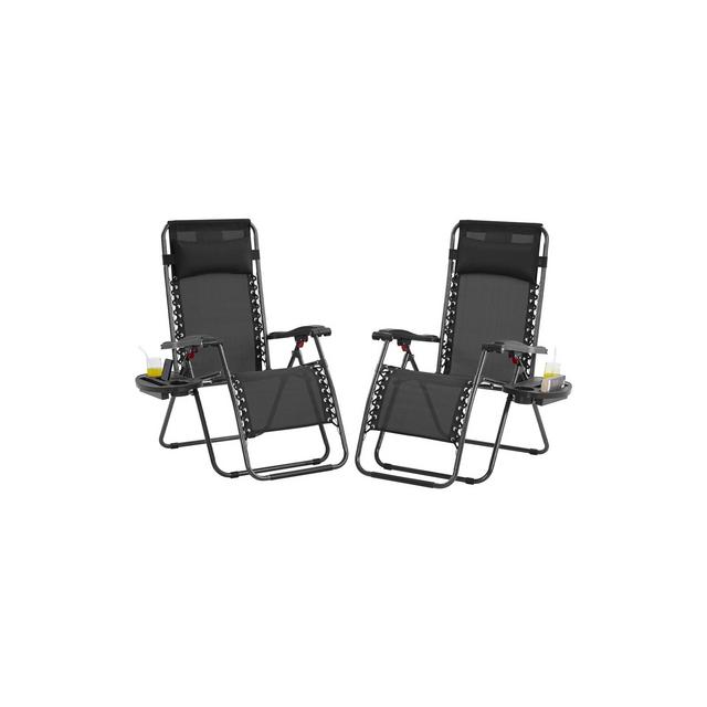 Yaheetech Set of 2 26in Outdoor Zero Gravity Chair Patio Lounge Camping Chair, Black