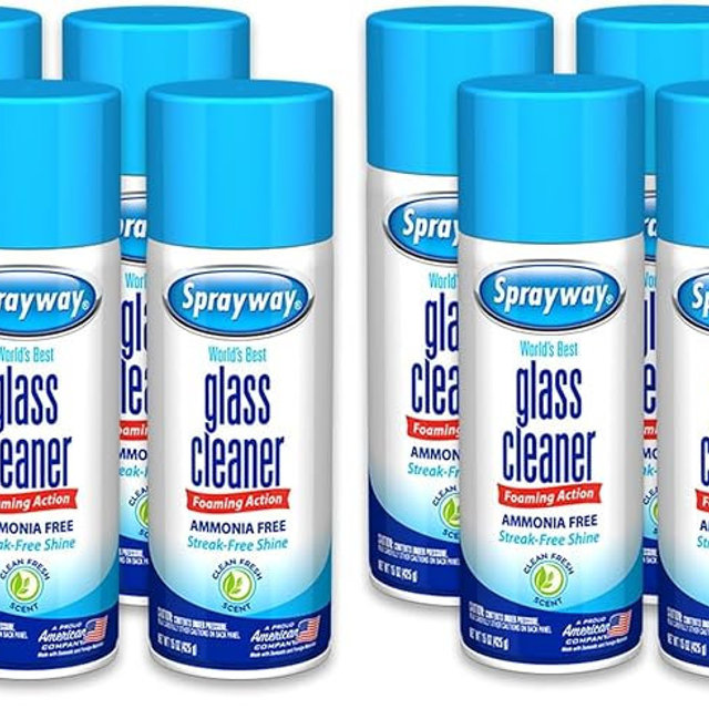 Sprayway Glass Cleaner Foaming Aerosol Spray, 15oz, Streakless, Fast-Acting | Cleans & Polishes Glass Surfaces | Fresh Scent, Removes Fingerprints, Dust, Dirt, Smoke Film,6 Count(Pack of 2)