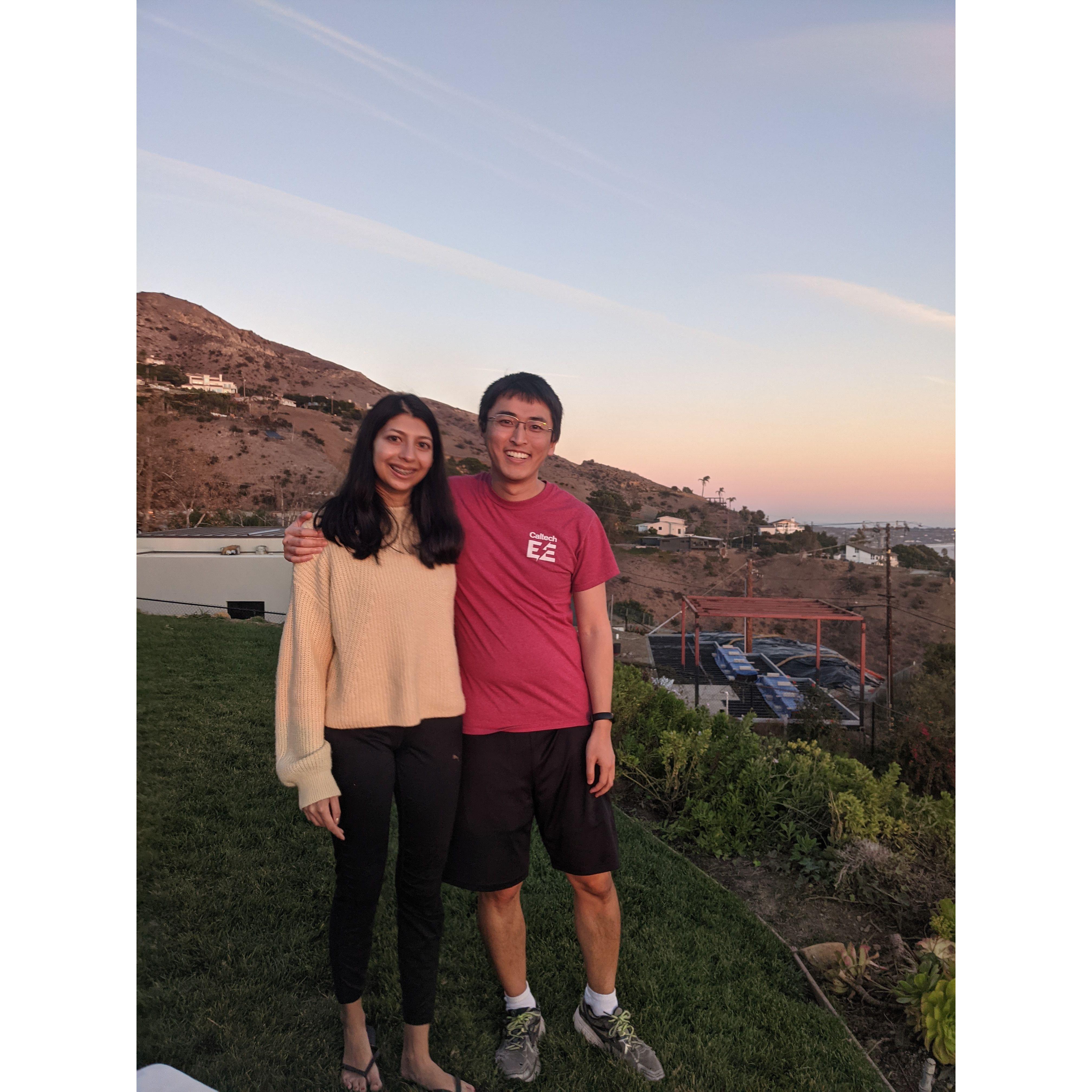Watching the sunset together in Malibu.