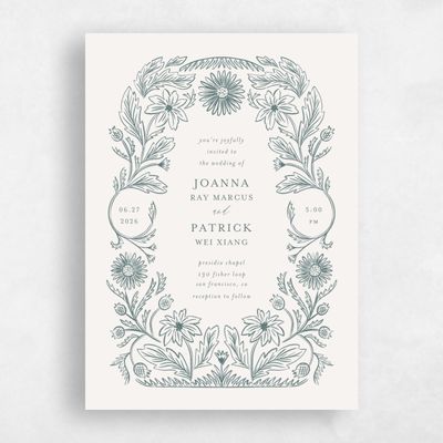 Deep Blue Spruce Wedding Invitation - Desrosiers Portrait