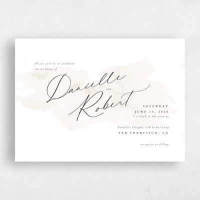 Linen, White Wedding Invitation - Lombok Landscape