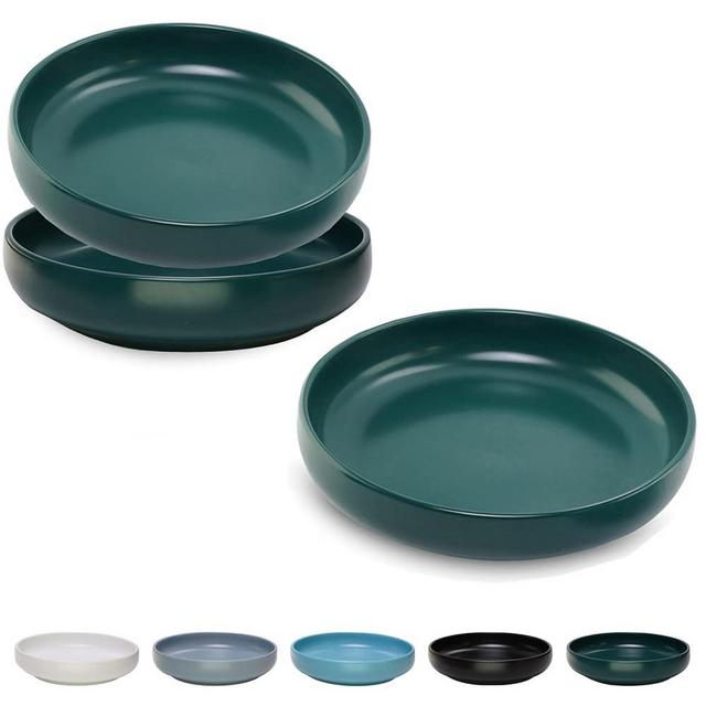 Ceramic Cat Bowls,Shallow Cat Dishes for Food and Water, 6 inch Matte Finish Wide Cat Food Bowl,Whisker Fatigue Free Pet Puppy Kitten Bowl Set of 3,Dishwasher Safe