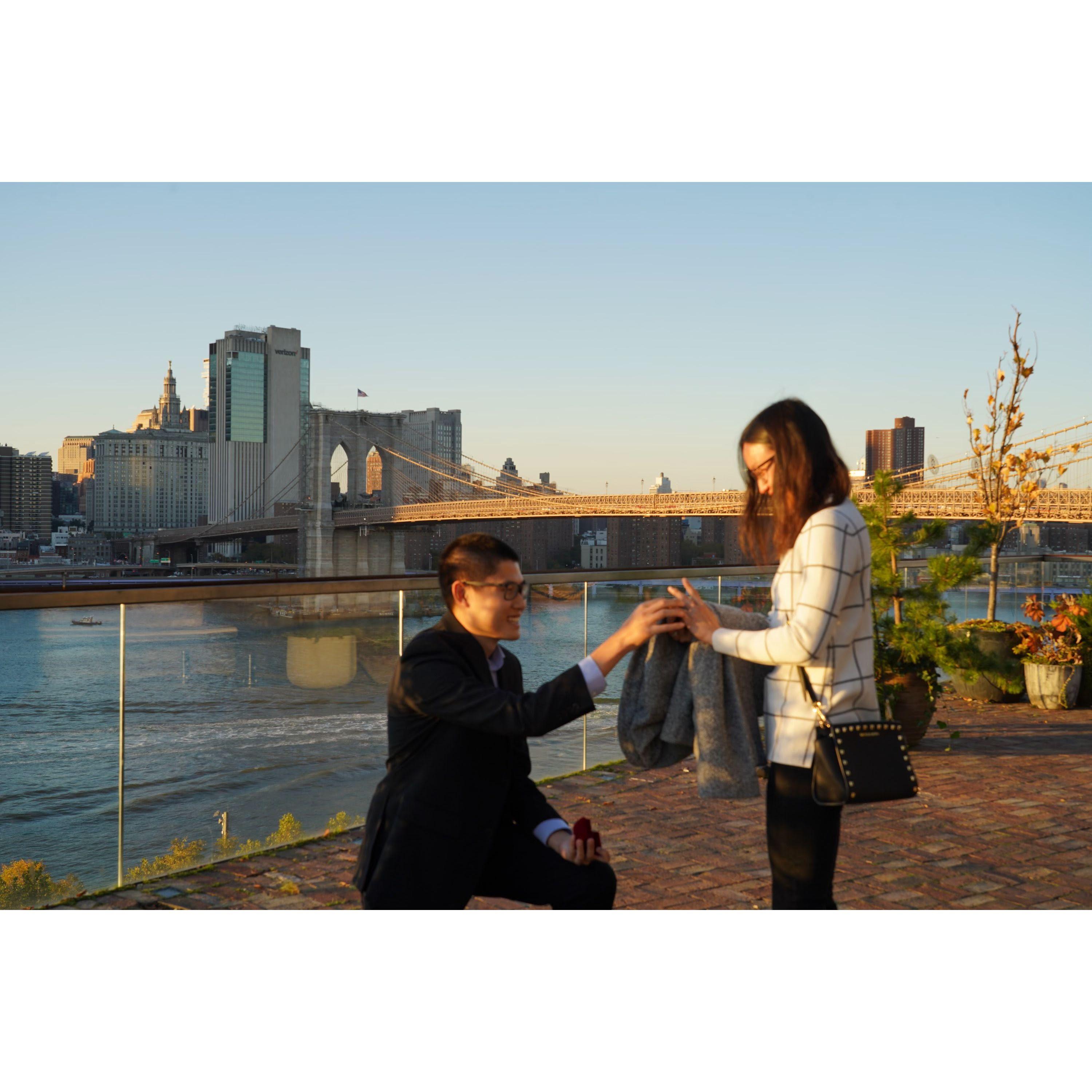 We got engaged at the Brooklyn One Hotel back in November 2021- Victor completely took me by surprise and made it such a special moment with all of our family!