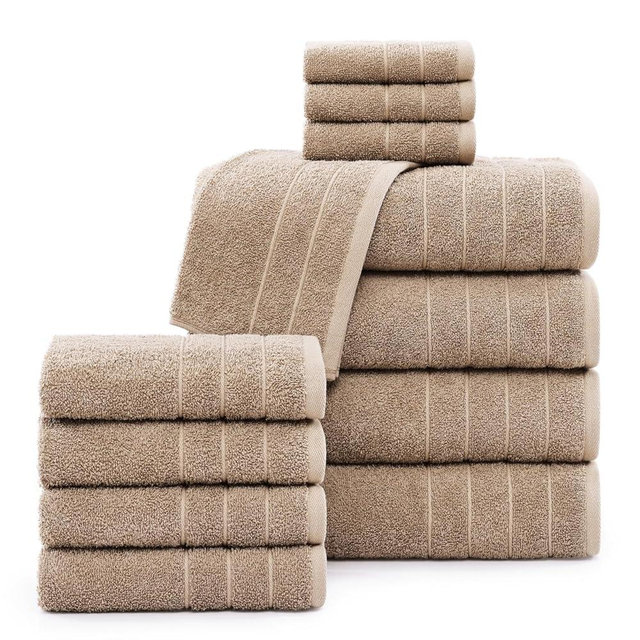 Casa Platino Towels, 12 Piece Towel Set, 4 Large Bath Towels (30"x 60"), 4 Hand Towels & 4 Washcloths, 100% Ring Spun Cotton Bathroom Towels, Highly Absorbent Towels Set, Quick Dry Towel - Tawny Brown