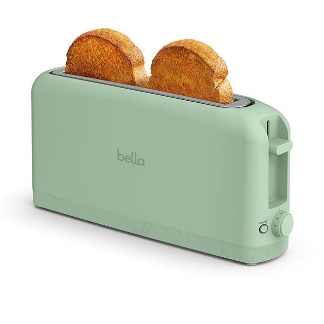 bella 2 Slice Slim Toaster, Fits-anywhere™ Kitchenware, 6 Setting Shade Control with Reheat & Cancel Buttons, Removable Crumb Tray, 10” Long Slot, Anti Jam & Auto Shutoff, 900 Watt, Seaglass