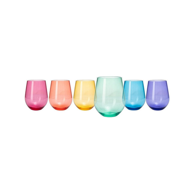 The Wine Savant Acrylic European Style Stemless Wine Glasses, Set of 6