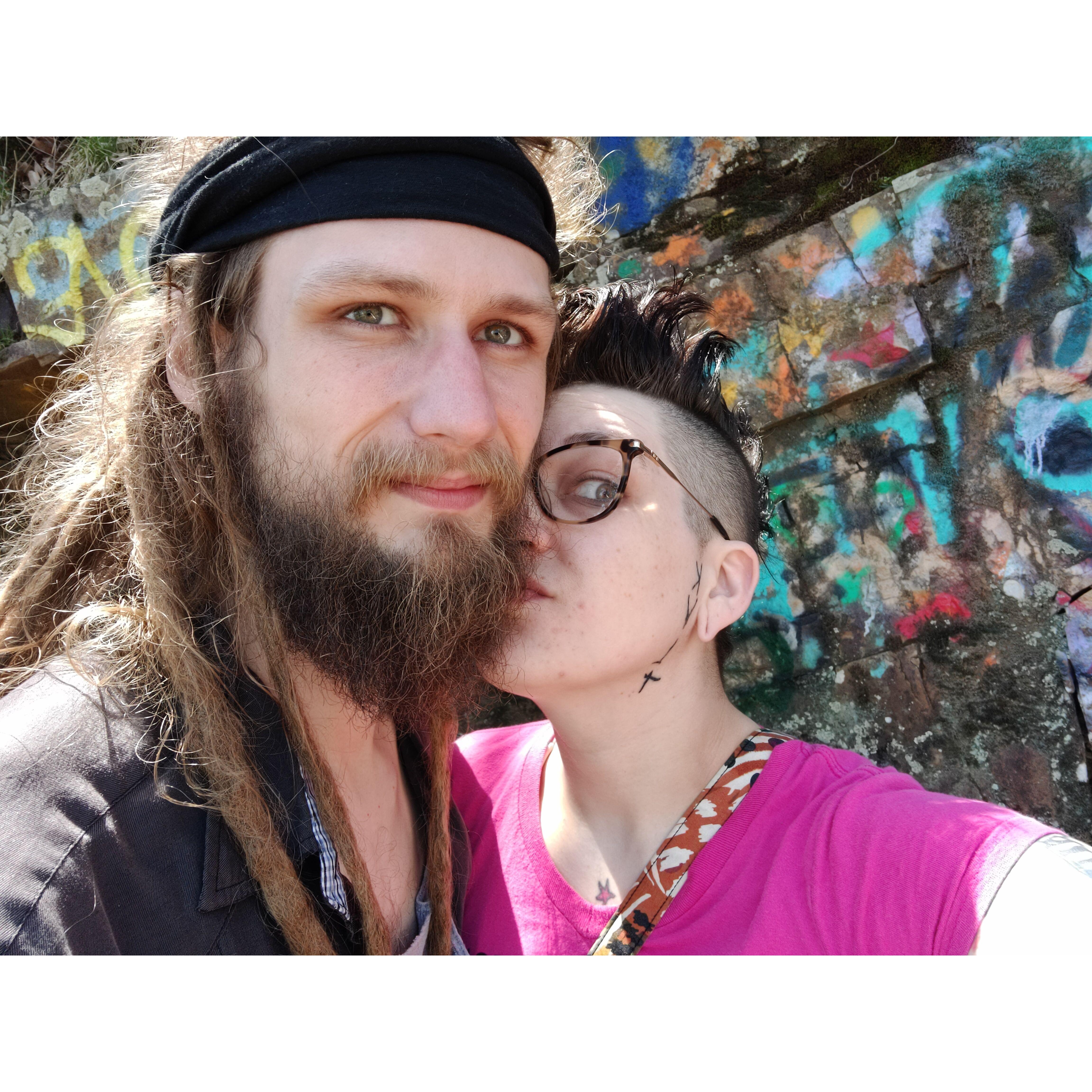 Hiking and painting rocks.