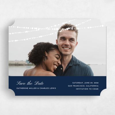 Blue Ticket Wedding Save the Date - Moonlight Landscape