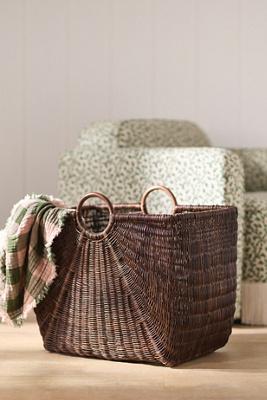Rattan Large Handled Magazine Basket