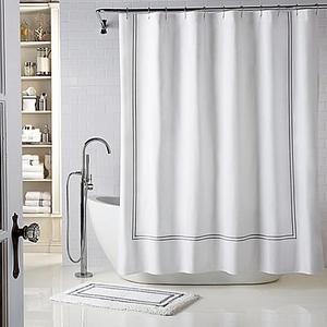 Wamsutta® Baratta Stitch 72-Inch x 72-Inch Shower Curtain in White/Charcoal
