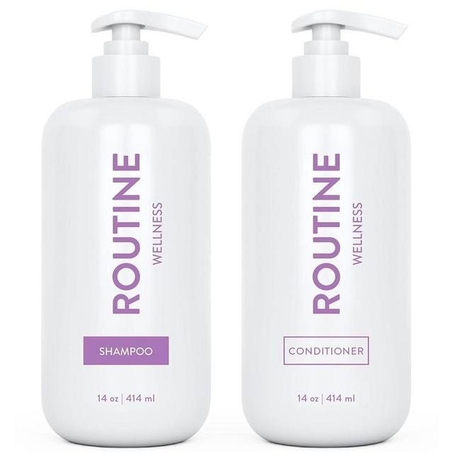 Routine Wellness Shampoo and Conditioner Set for Stronger Hair - Biotin | Color Safe | Sulfate-Free | Vegan | Clinically Tested | Nourishing Oils and Vitamins - Lilac & Gardenia 14oz (Pack of 2)