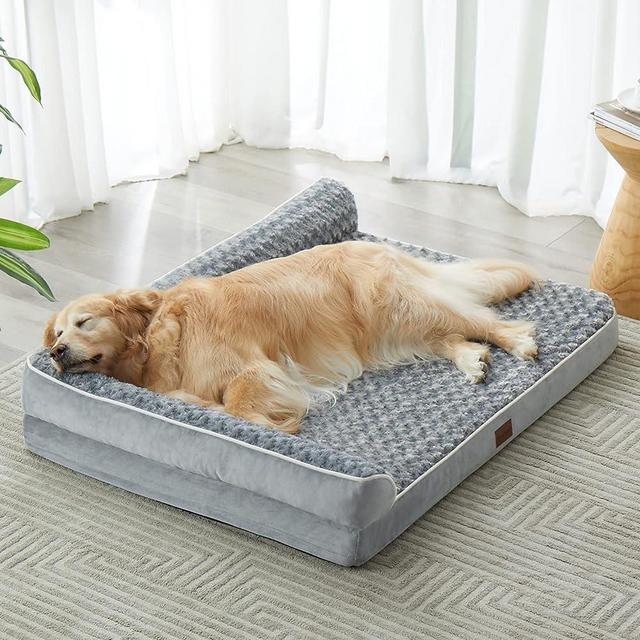 BFPETHOME Large Orthopedic Bed for Large Dogs-Big Waterproof Sofa Dog Bed with Removable Washable Cover, Large Dog Bed with Waterproof Lining and Nonskid Bottom, Pet Couch Bed for Large Dogs, Grey