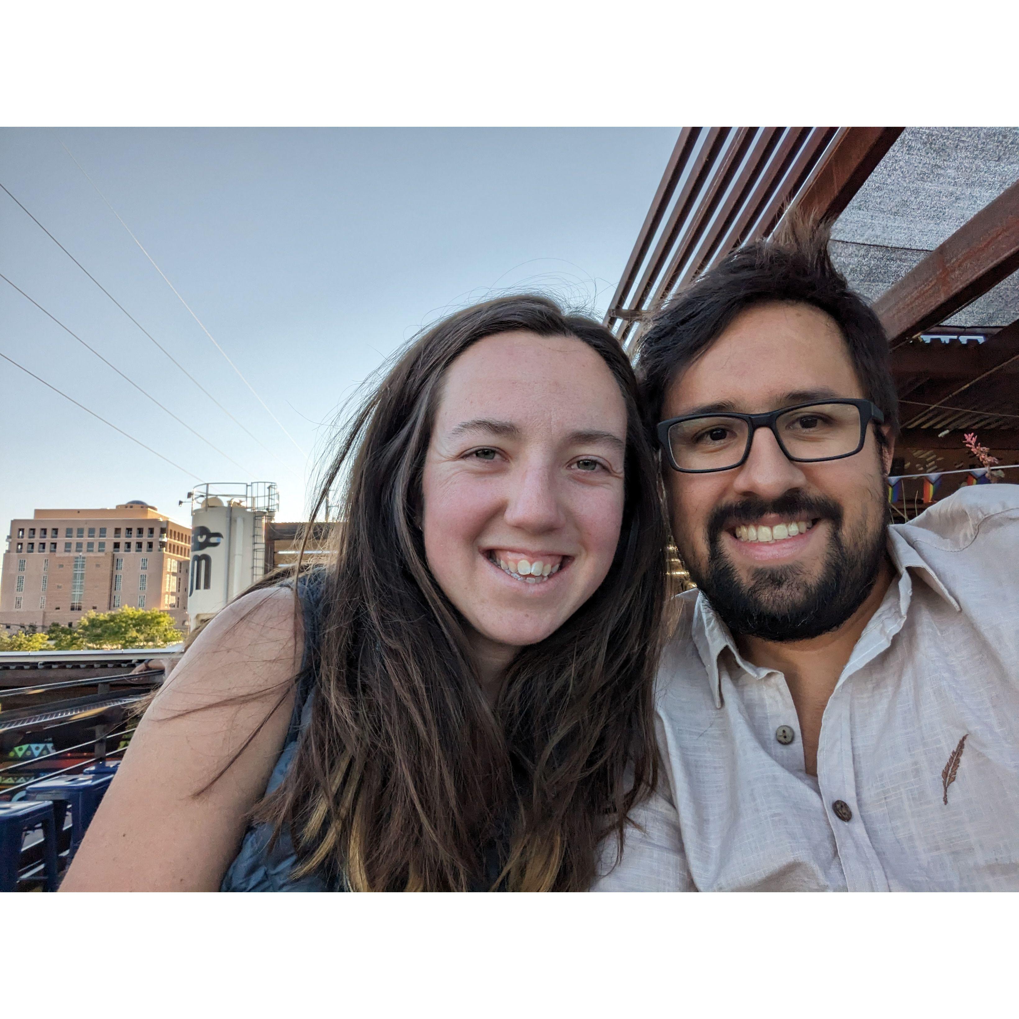 but we can also take nice pictures together! In this one we're celebrating Sarah's birthday.